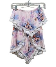 LF Here Comes the Sun Pom Pom Floral Romper Pink Purple Size Medium