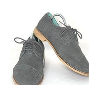 TOMS Womens Size 8.5 Oxford Brogue Cap Toe Suede Grey Lace Up Tie Shoes
