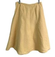 Talbots 100% pure thick Irish Linen butter yellow circle skirt 8P