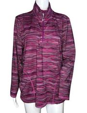 Talbots Shirt Women XL Petite Purple Multi Space Dye 1/4 Zip Casual Athleisure