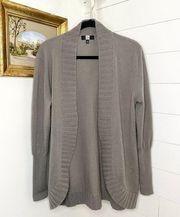 Saks Fifth Avenue Open Front Cashmere Cardigan Taupe Size Large