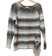 Eleven Paris Distressed Destroyed Tinter Sweater Gray Medium