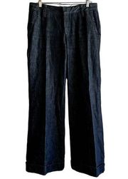 L.A.M.B. Wide Leg Jeans Pleated Pockets Cuffed Hem Casual 100% Cotton Blue 34