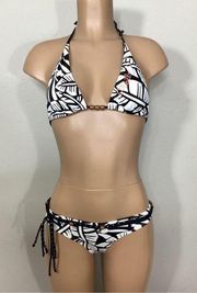 New. O’Neill black and white tropical bikini. Large. Retails $108