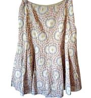 Lafayette 148 New York Metallic Abstract Print Shimmering Silk Blend Midi Skirt