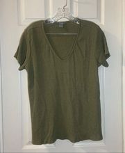 Natural Reflections Green Waffle Knit V Neck Short Sleeve Top XL