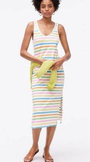 J.Crew NEW  U-Neck Tank Dress in Rainbow Stripe Size XL