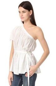 OneShoulder Cotton Gauze Top White Large, New