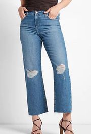 Medium Wash Ripped 90s Ankle Boot Jeans | Sz 10 Regular