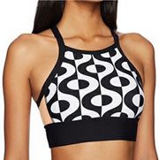 Printed High Neck Sports Bra