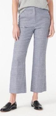 J. Crew Hayden kickout crop pant in gingham stretch linen Sz 8