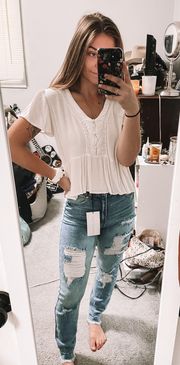 nwt  distressed high-waisted jeans