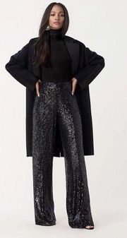 Diane Von Furstenberg Sequin Pants Wide Leg Trousers Rhiannon Black Party Formal