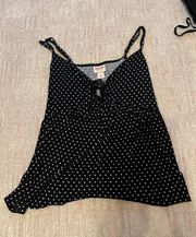 Mossimo Black Flow Tank Too With White Polka Dots