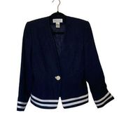 Petite Sophisticate Vintage Blazer Navy White Stripes Nautical Size 6