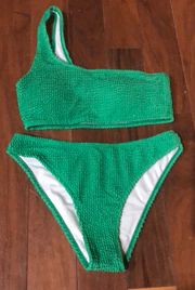 Green Textured Bikini