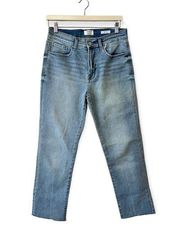 Kensie Jeans Vintage Luxe Straight Leg Light Wash Raw Hem Denim 12/31 High Rise