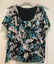 Women’s Short Sleeve Floral Blouse Size XL