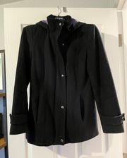 Black Waist Length Peacoat with Zipper - Size 4