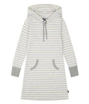 Patagonia Women's Ahnya Dress Gray White Striped Hooded Size Small