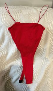 Red High waisted Bodysuit
