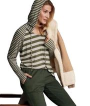 Cabi Playoff Ivory & Green Stripe Ling Sleeves Hoodie Style #3995