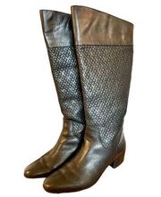 Adrienne Vittadini black leather tall quilted boots size 7.5