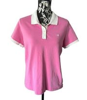 Lilly Pulitzer White Label Vintage Pink Polo Shirt Stretch white collared XL