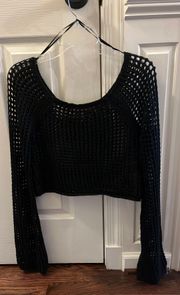 Black Crochet Sweater