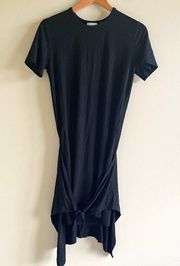 Wilfred Free Aritzia Black Bair T-Shirt Dress Tie Front Wrap Short Sleeve Size S