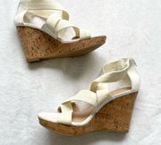 Moda Spana White Cork Wedged Heels