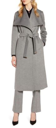 Coat Melisar Open Wrap Belted Long Shawl Brushed Light Grey 4 NWT