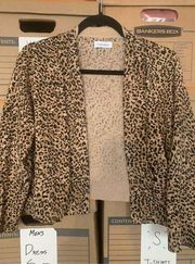 Leopard CALVIN KLEIN Cropped Cardigan-Brown/Black Sweater L/S EUC Womens Large