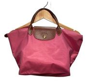 Bag LE PILAGE pink and leather tote bag purse handle travel medium