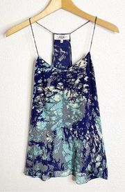 TIBI 100% Silk Blue Water Color Tank Top Size 4