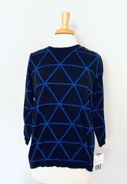 NWT Liz Claiborne Black Blue Pullover Crew Neck Sweater Size L