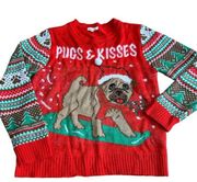 Self Esteem Chunky Cozy Large Pug Puppy Ugly Christmas Sweater Holiday Print