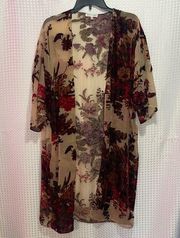 Woven Heart Women Floral Kimono Multicolored One Size