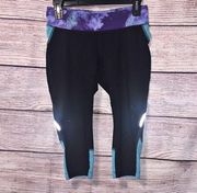 Lucy Tech cropped Black and Blue Leggings Size S