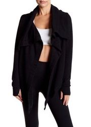 Black Asymmetric Cardigan with Thumbholes