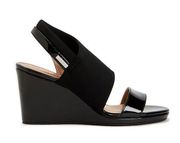 Calvin Klein ★ Slingback Platform Wedge Sandals ★ Black Vegan Patent Leather ★ 6