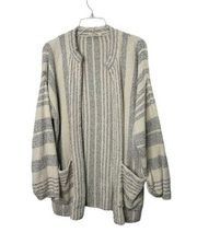 LOVESTITCH Baja Beach Cardigan Sweater Ecru Stripe Ivory & Black Women's S/M