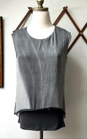 Silk Grey Tie Dye Sleeveless Blouse XS