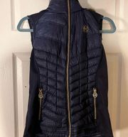 Michael Kors blue vest with fur hood