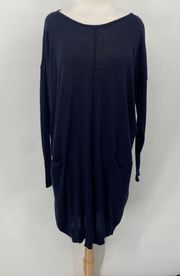 Tommy Hilfiger Luxury Wool Sweater Dress Tunic Boatneck Navy Blue NEW Womens XL