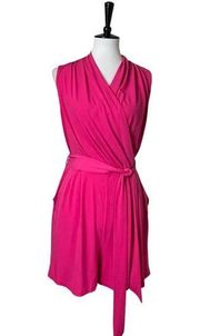 New York & Company Romper Wrap Top Tie Waist Sleeveless Hot Pink Women’s Size M