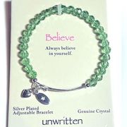 NEW Beaded BANGLE BRACELET 7.5" Silver-Plated Genuine Crystal Green Peridot