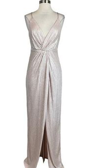 Women's Formal Dress Size 8 Pink Metallic Sleeveless Long Gown