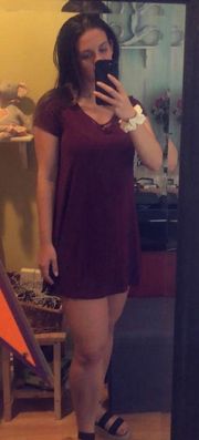 Maroon T-shirt dress