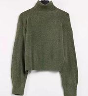 Olive Green Oversized Turtleneck Sweater